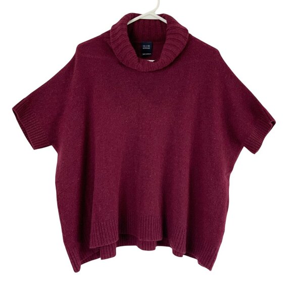 Blue Saks Fifth Avenue Maroon Cashmere Turtleneck Poncho - Main Image